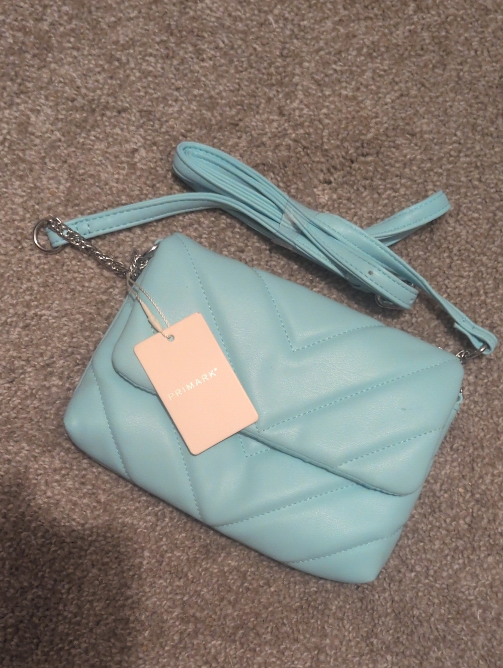 Primark Quilted Crossbody Bag in Mint Blue